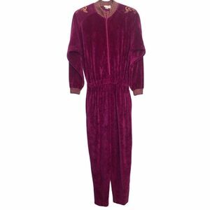 Neiman Marcus Vintage Pink Velour Jumpsuit S